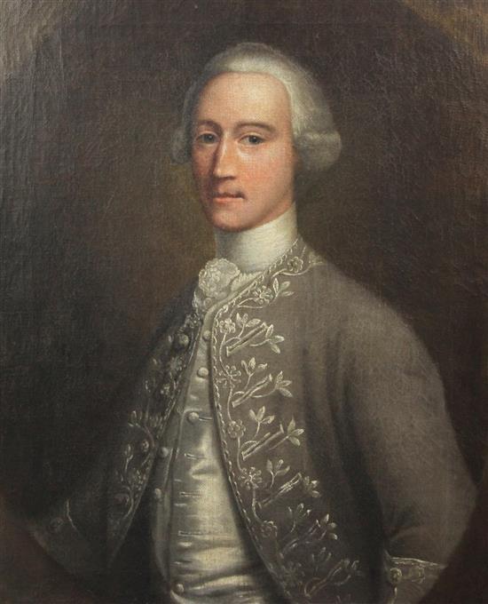 Follower of Arthur Devis (1712-1787) Portrait of Jonathan Ryth Esq., 30.5 x 25.5in.